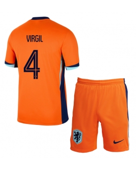Paesi Bassi Virgil van Dijk #4 Maglia Gara Casa Repliche Europei 2024 Bambino